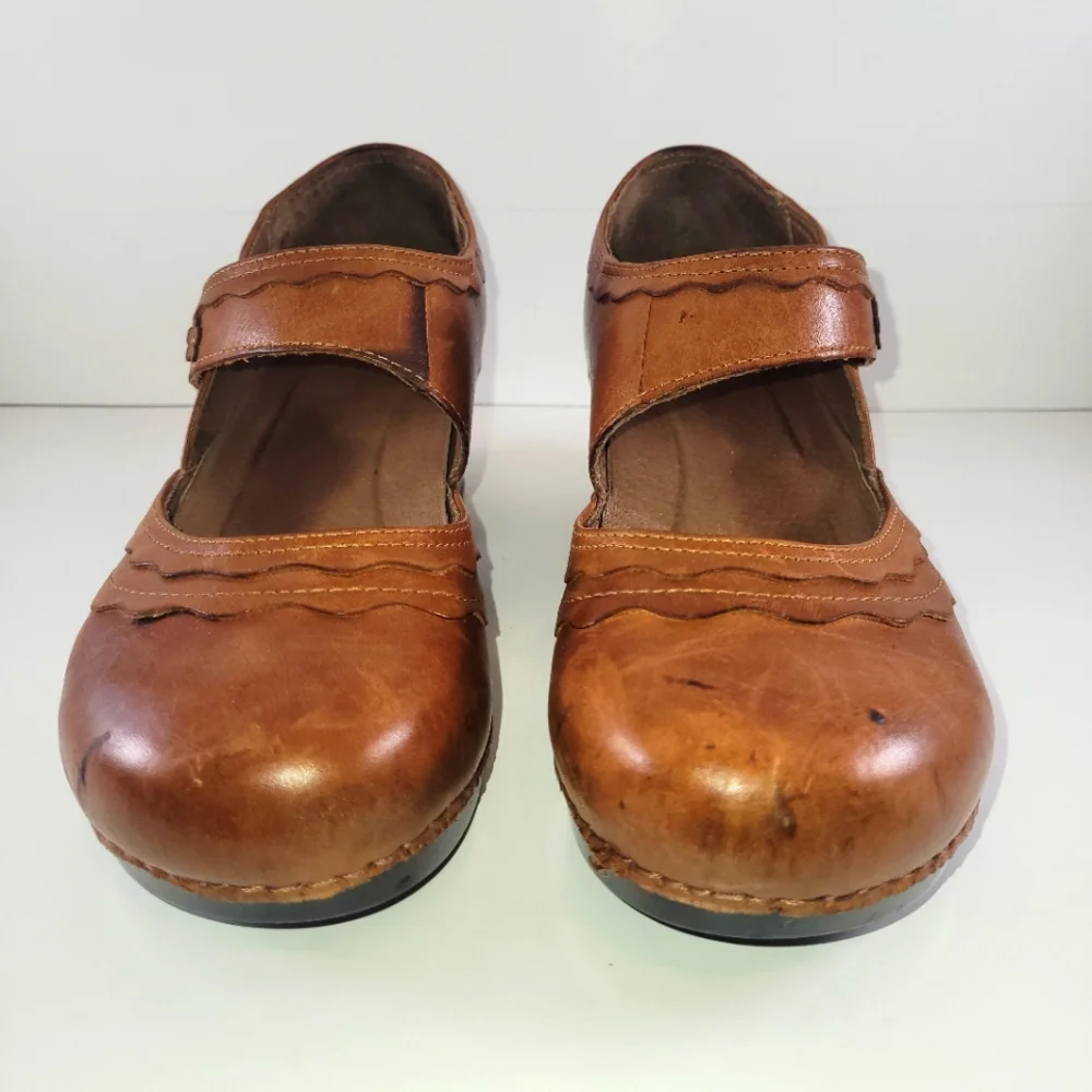 Dansko Brown Leather "Harlow" Clogs Mary Janes 41 - Picture 2 of 7